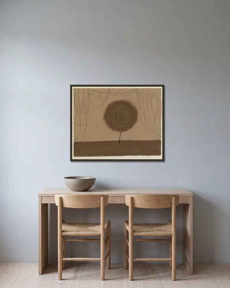 Eine Blume tritt auf von Paul Klee gerahmt an einer Wand