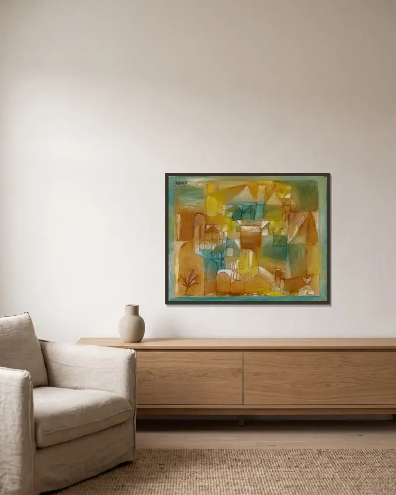 Fasáda hnědozelená, Paul Klee v rámu na stěně