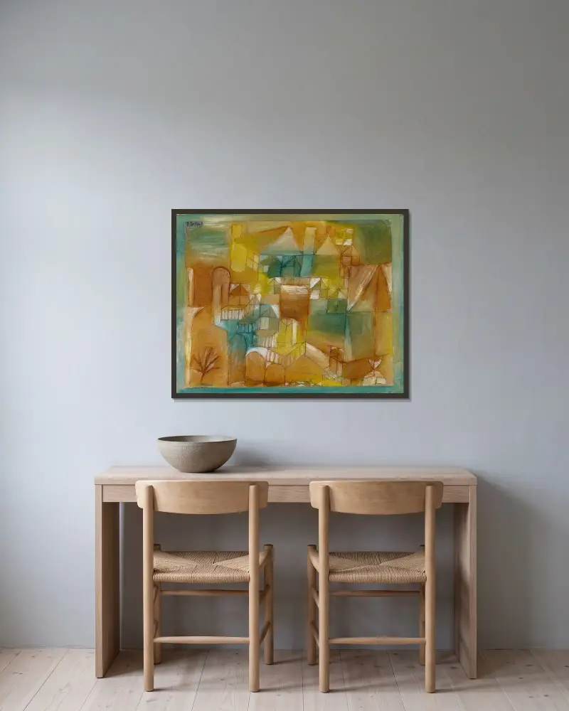 Fasáda hnědozelená, Paul Klee v rámu na stěně