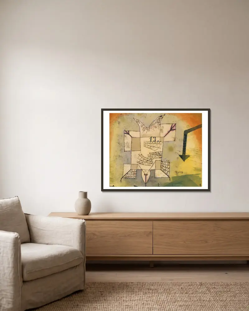 Padající pták, Paul Klee v rámu na stěně