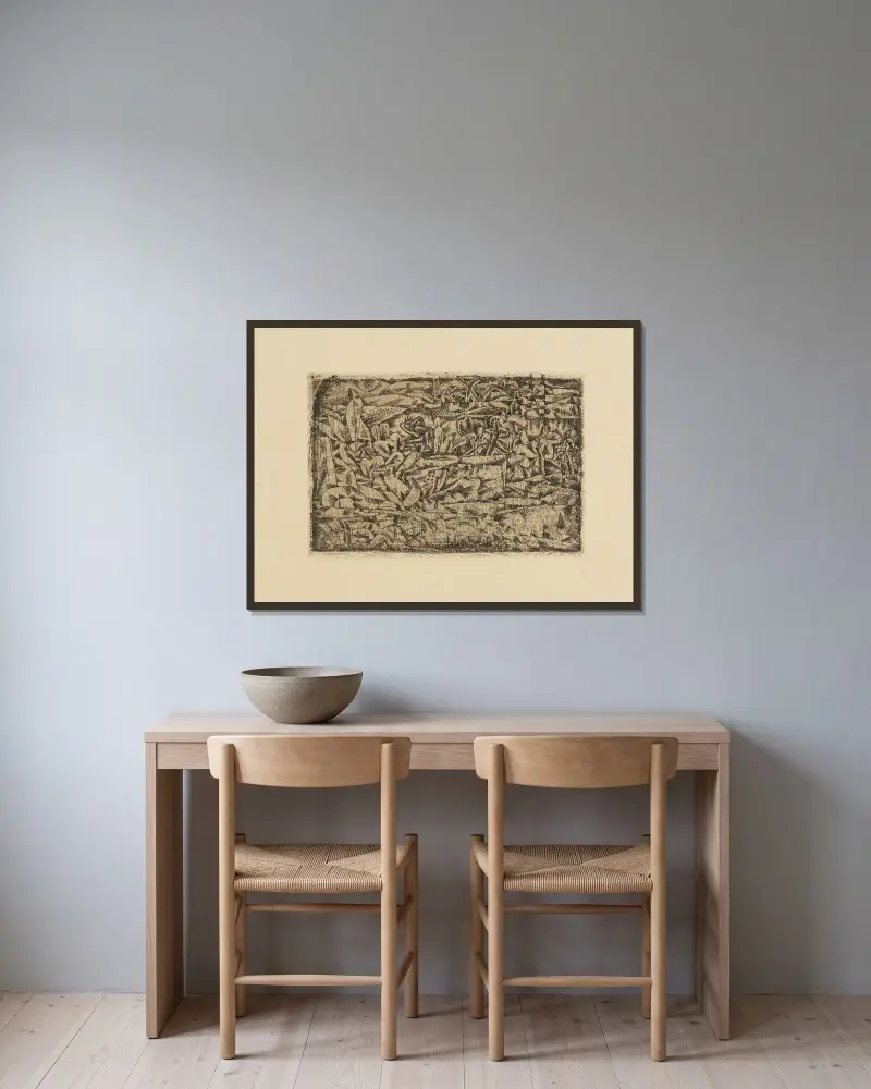 Garten der Leidenschaft, 1921 von Paul Klee gerahmt an einer Wand