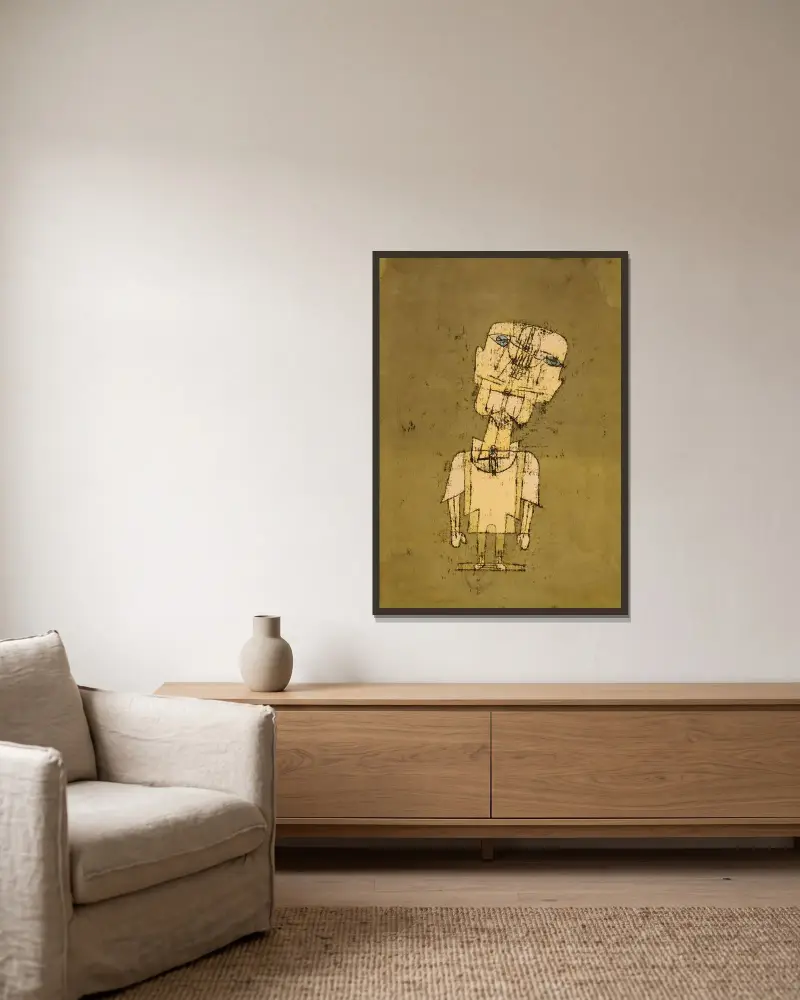 Gespenst eines Genies von Paul Klee gerahmt an einer Wand
