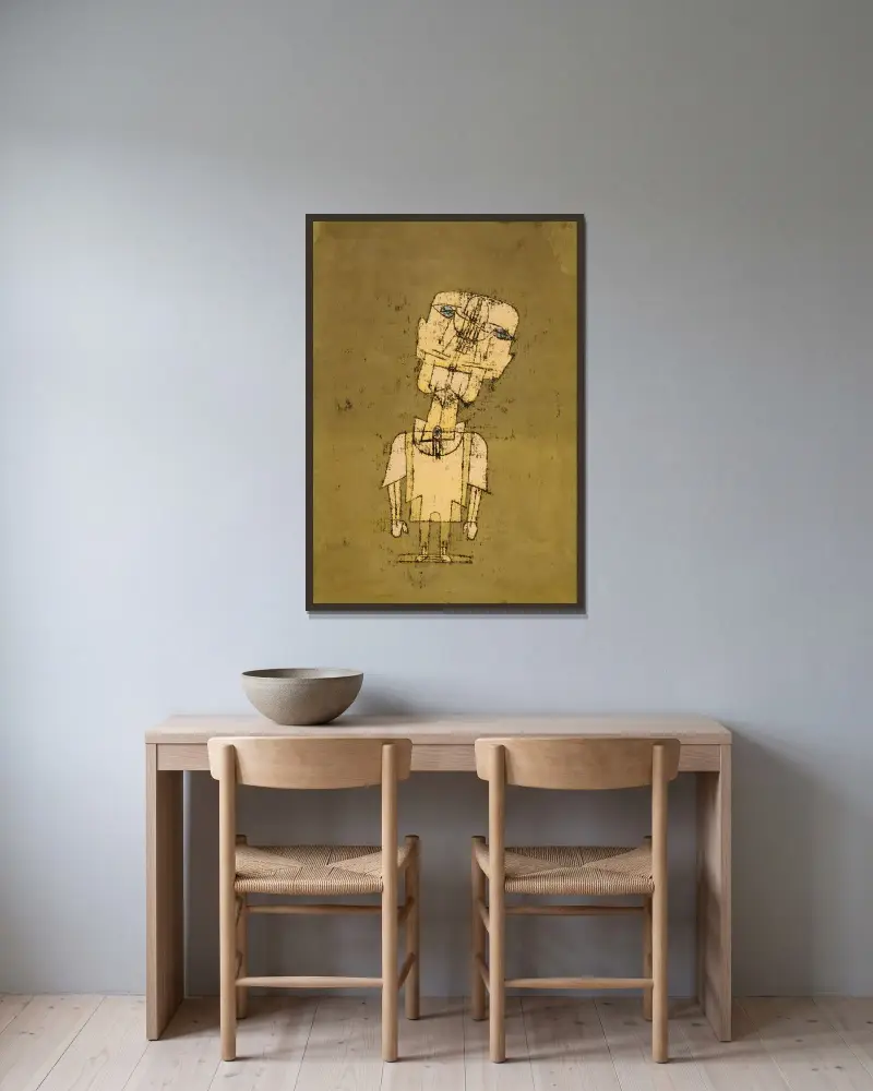 Gespenst eines Genies von Paul Klee gerahmt an einer Wand