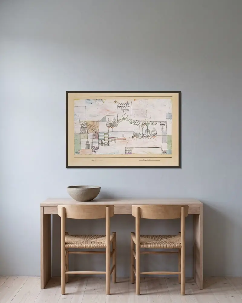 Großer Saal für Sänger von Paul Klee gerahmt an einer Wand