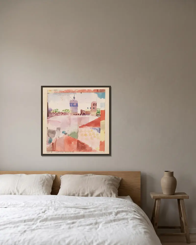 Hammamet mit seiner Moschee von Paul Klee gerahmt an einer Wand