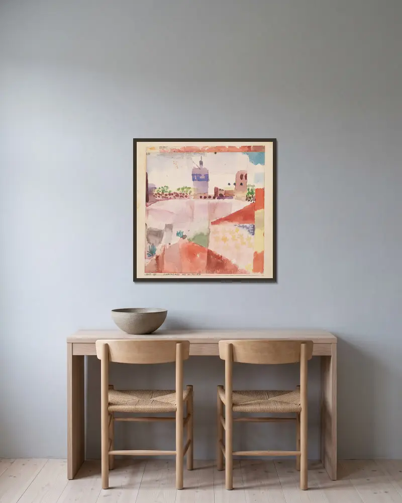 Hammamet mit seiner Moschee von Paul Klee gerahmt an einer Wand