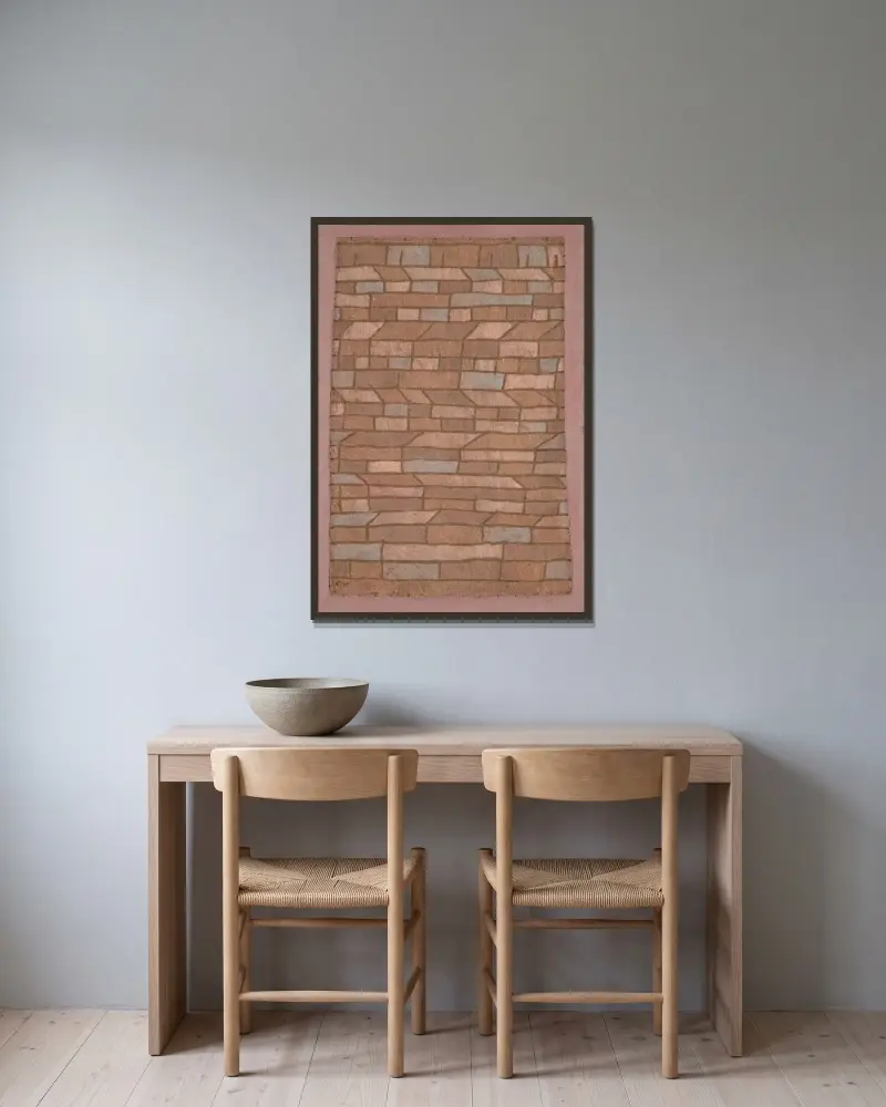 Hütte von Paul Klee gerahmt an einer Wand