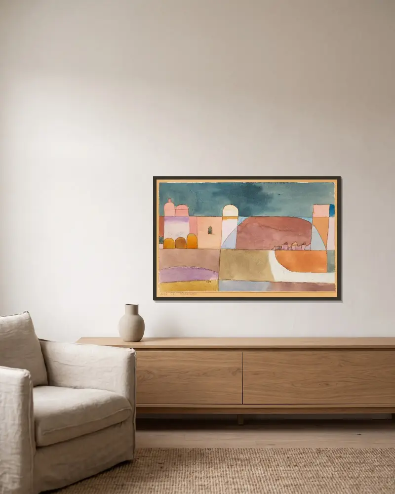 Kairuan (Kairuan s velbloudy a oslem), Paul Klee v rámu na stěně