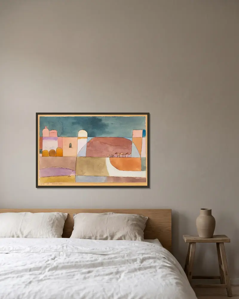 Kairuan (Kairuan s velbloudy a oslem), Paul Klee v rámu na stěně