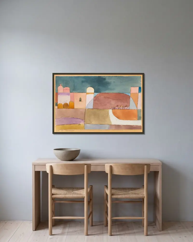 Kairuan (Kairuan s velbloudy a oslem), Paul Klee v rámu na stěně