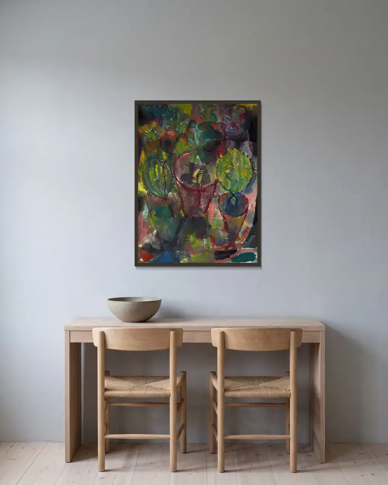 Kaktusy, Paul Klee w ramie na ścianie