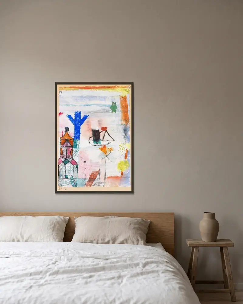 Kleiner Dampfer von Paul Klee gerahmt an einer Wand