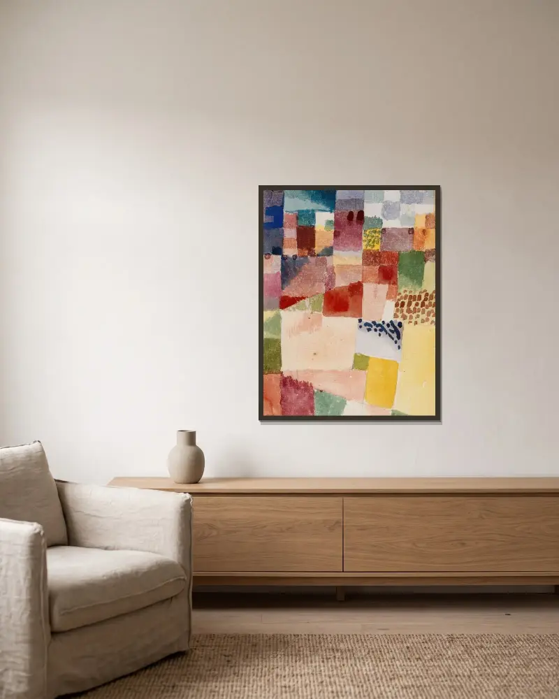 Motiv aus Hammamet von Paul Klee gerahmt an einer Wand