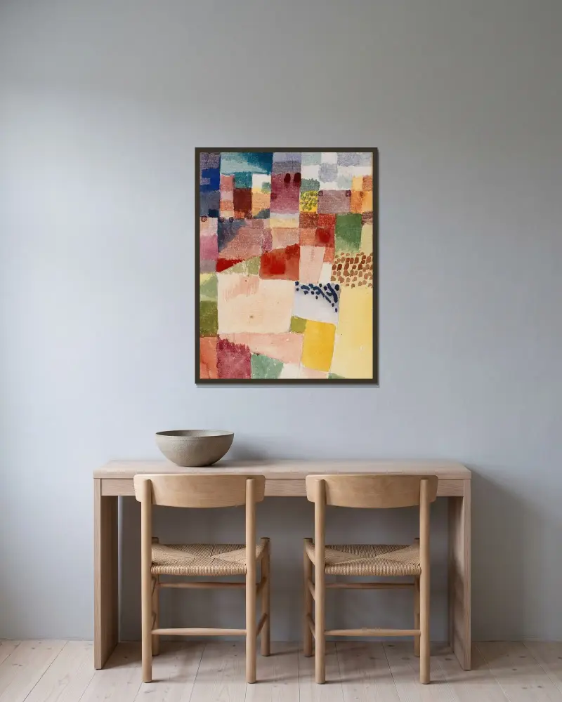 Motiv aus Hammamet von Paul Klee gerahmt an einer Wand