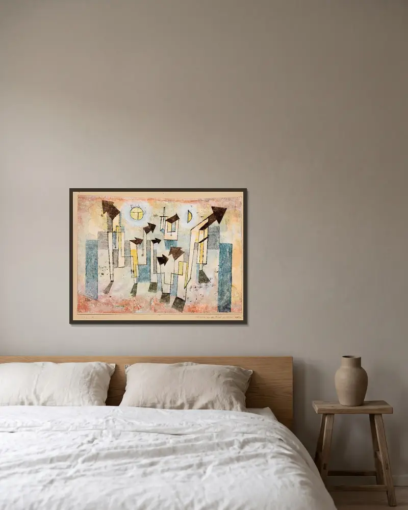 Mural from the Temple of Longing av Paul Klee inramad på en vägg