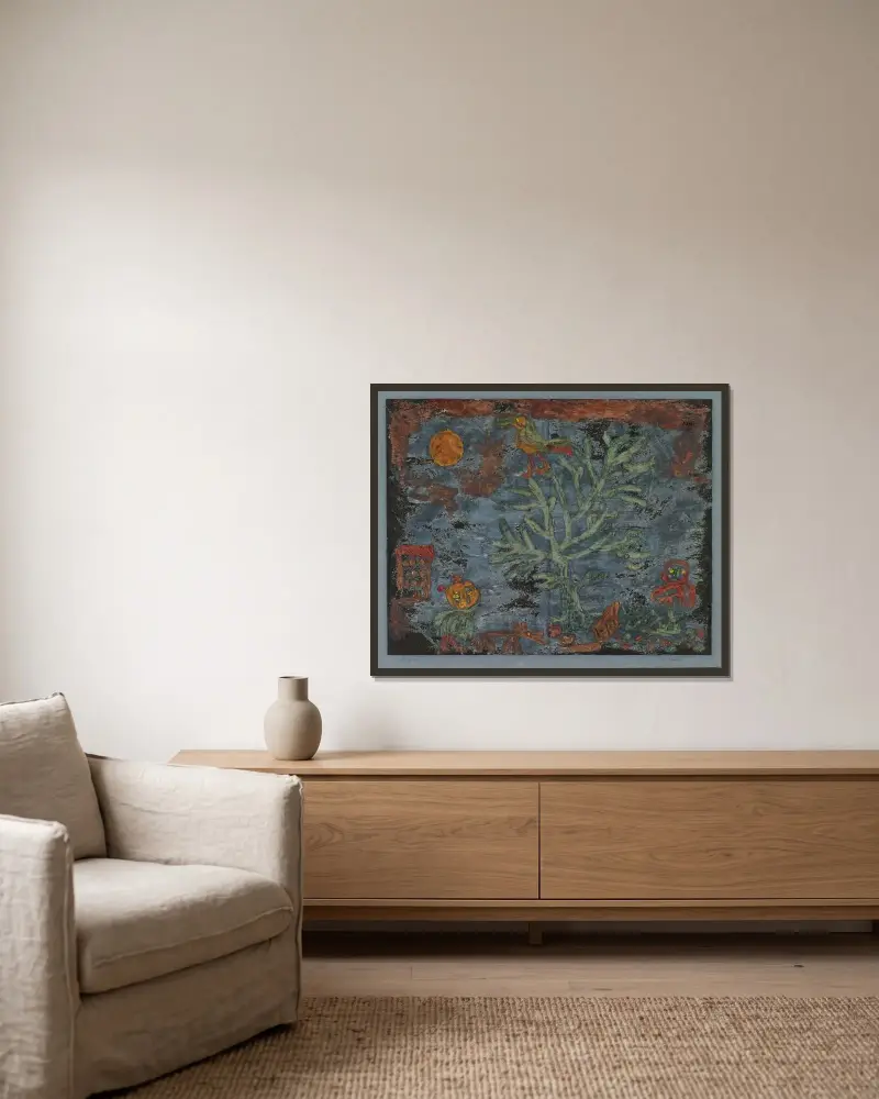 Nordic Fairy Tale av Paul Klee inramad på en vägg