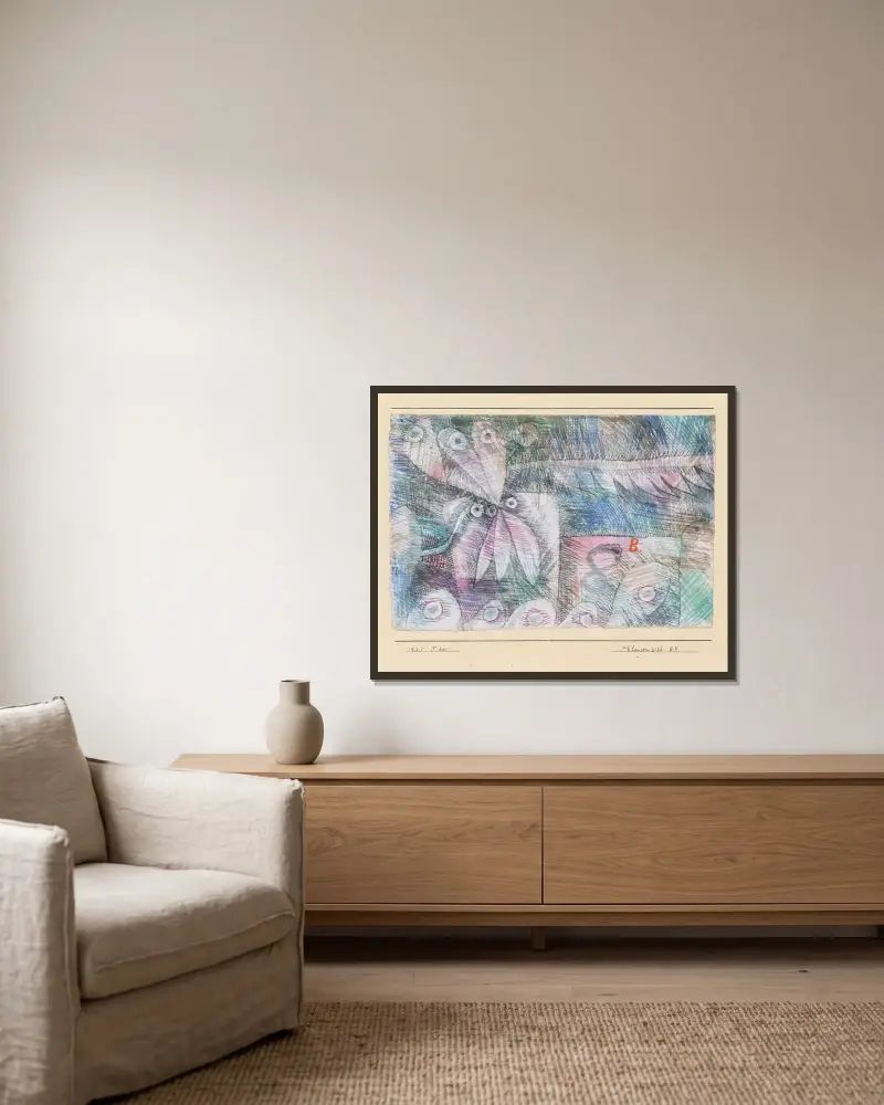 Pflanzen Bild 8.B von Paul Klee gerahmt an einer Wand