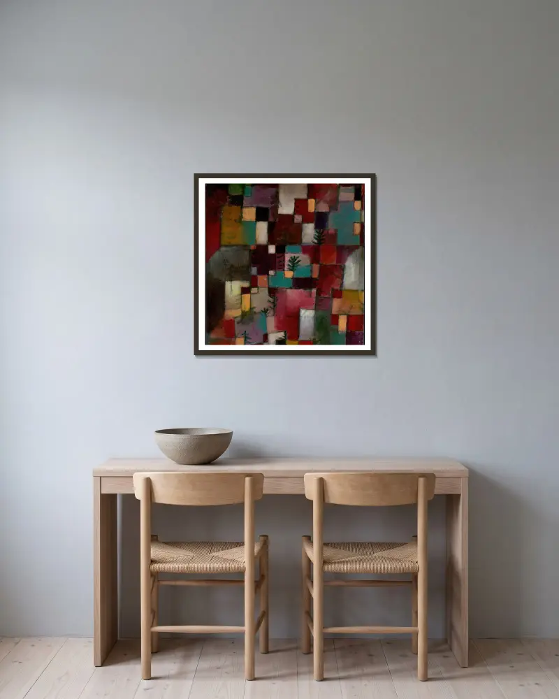 Rytmy czerwono-zielone i fioletowo-żółte, Paul Klee w ramie na ścianie