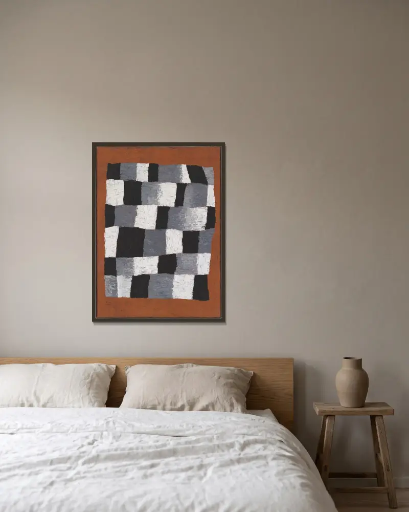 Rhythmisches von Paul Klee gerahmt an einer Wand
