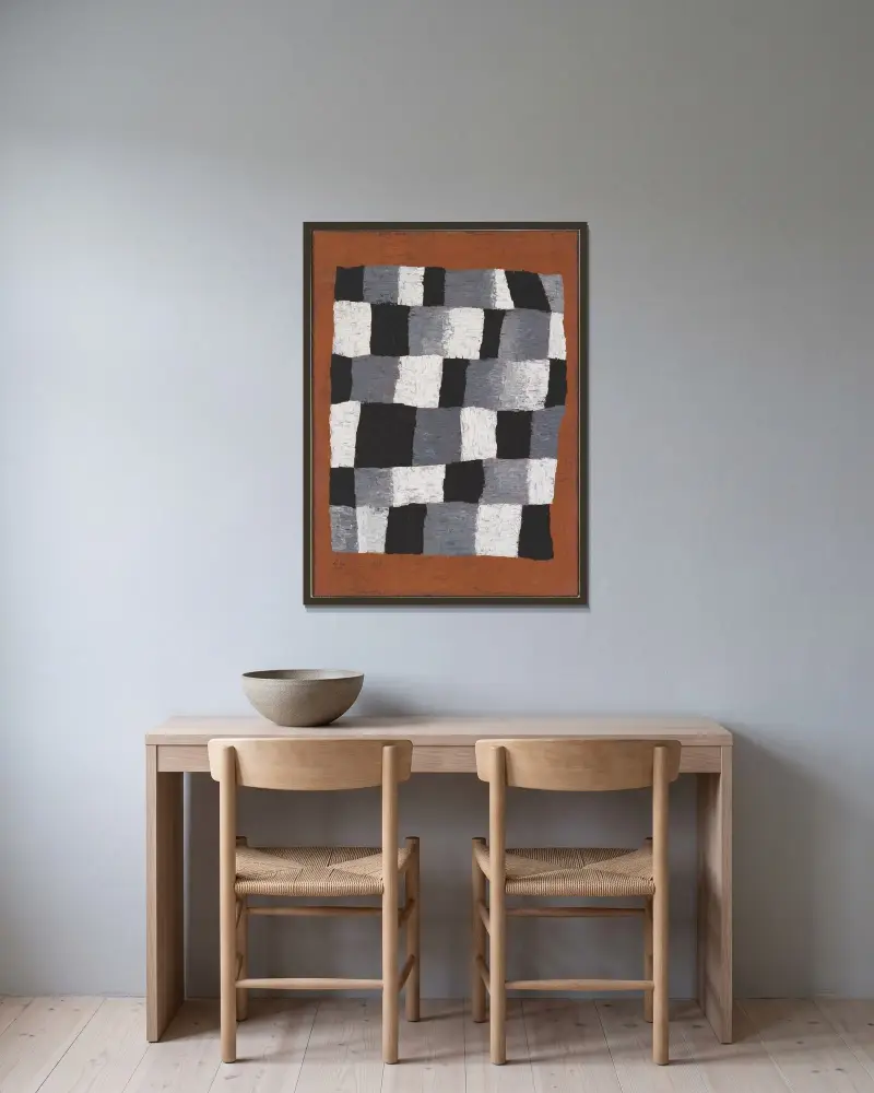 Rhythmisches von Paul Klee gerahmt an einer Wand