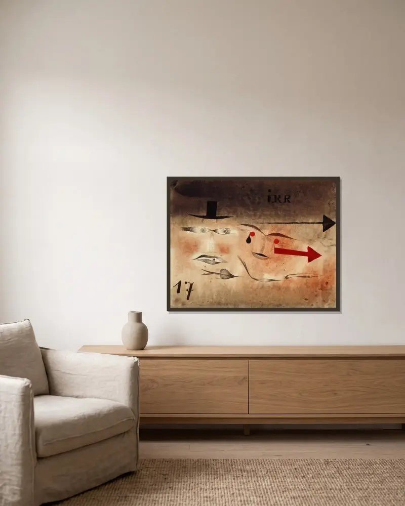 Siebzehn, irre von Paul Klee gerahmt an einer Wand