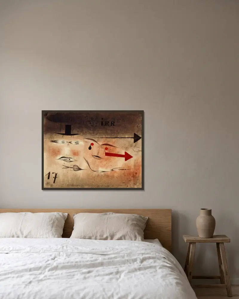 Siebzehn, irre von Paul Klee gerahmt an einer Wand