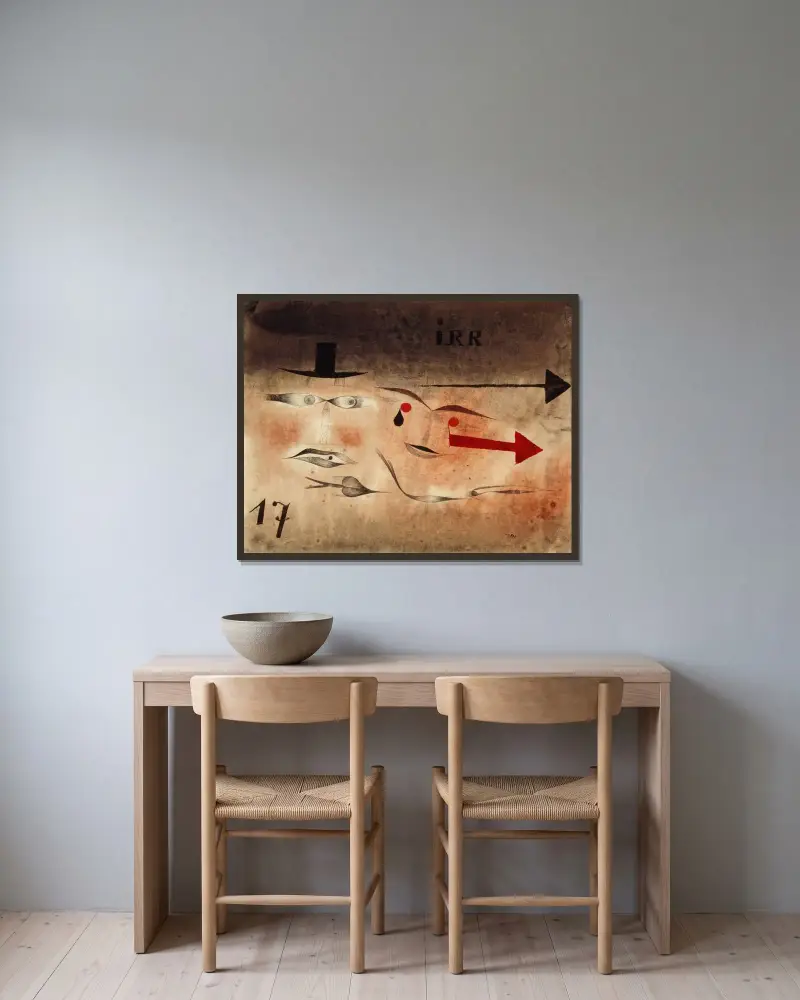 Siebzehn, irre von Paul Klee gerahmt an einer Wand