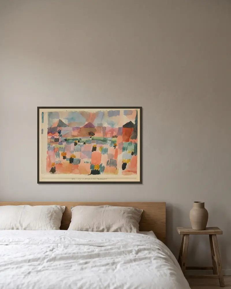 St. Germain bei Tunis (landeinwärts) von Paul Klee gerahmt an einer Wand