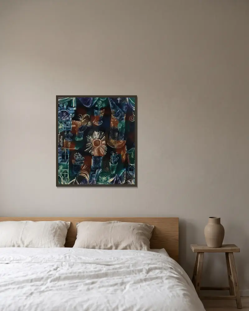 Stilleben mit der Distelblüte von Paul Klee gerahmt an einer Wand