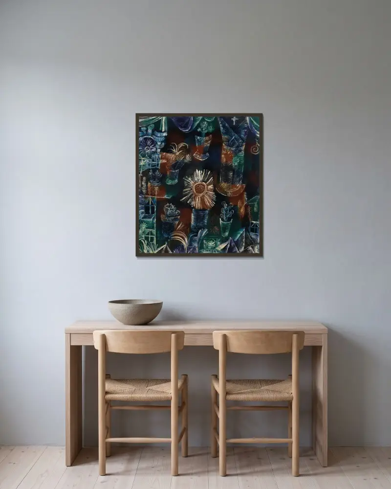 Stilleben mit der Distelblüte von Paul Klee gerahmt an einer Wand
