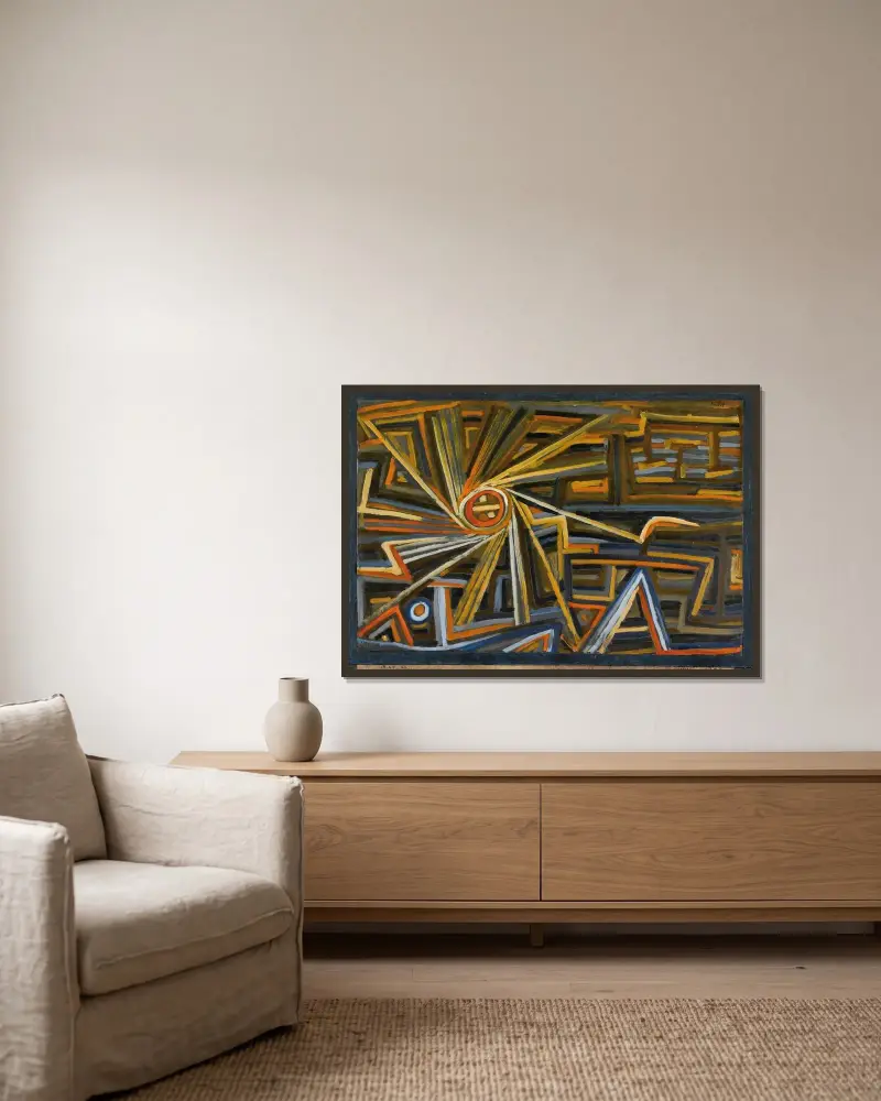 Strahlung und Rotation von Paul Klee gerahmt an einer Wand