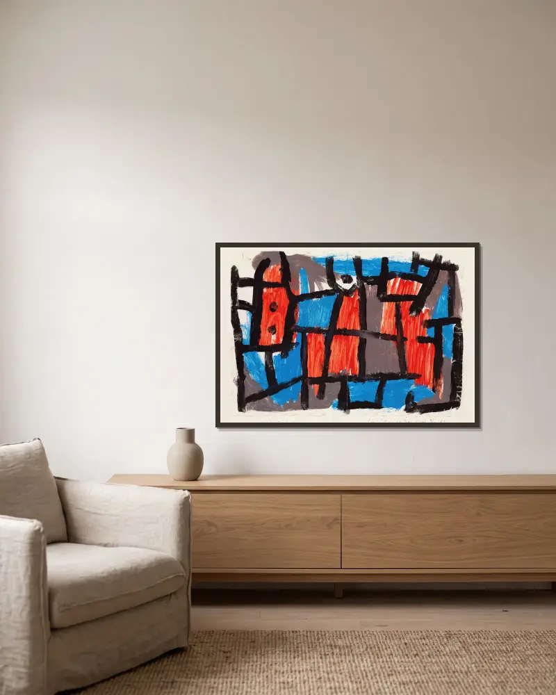 Die Stunde vor einer Nacht von Paul Klee gerahmt an einer Wand