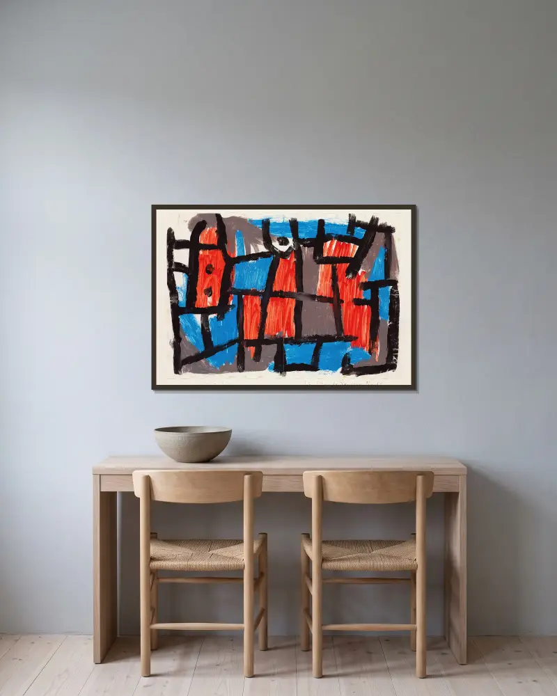 Die Stunde vor einer Nacht von Paul Klee gerahmt an einer Wand