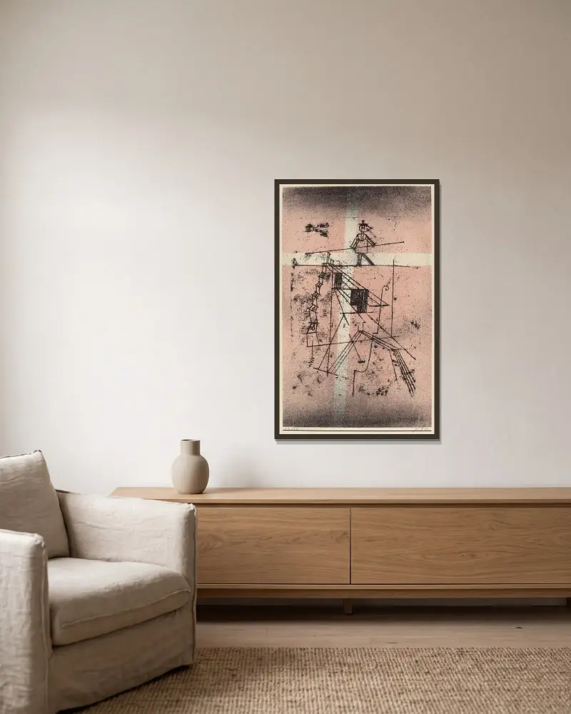 Der Seiltänzer von Paul Klee gerahmt an einer Wand