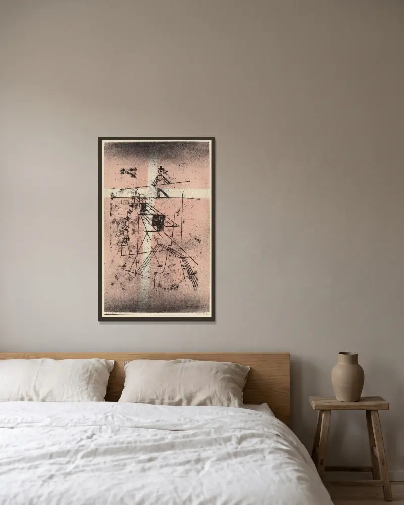 Der Seiltänzer von Paul Klee gerahmt an einer Wand