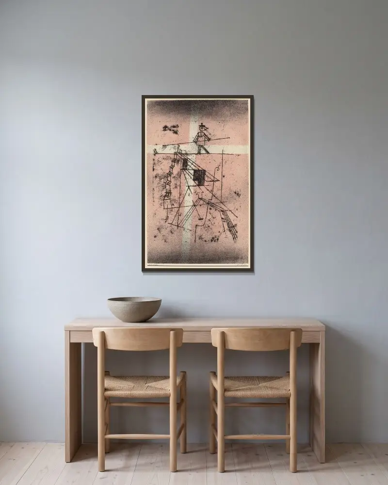 Der Seiltänzer von Paul Klee gerahmt an einer Wand