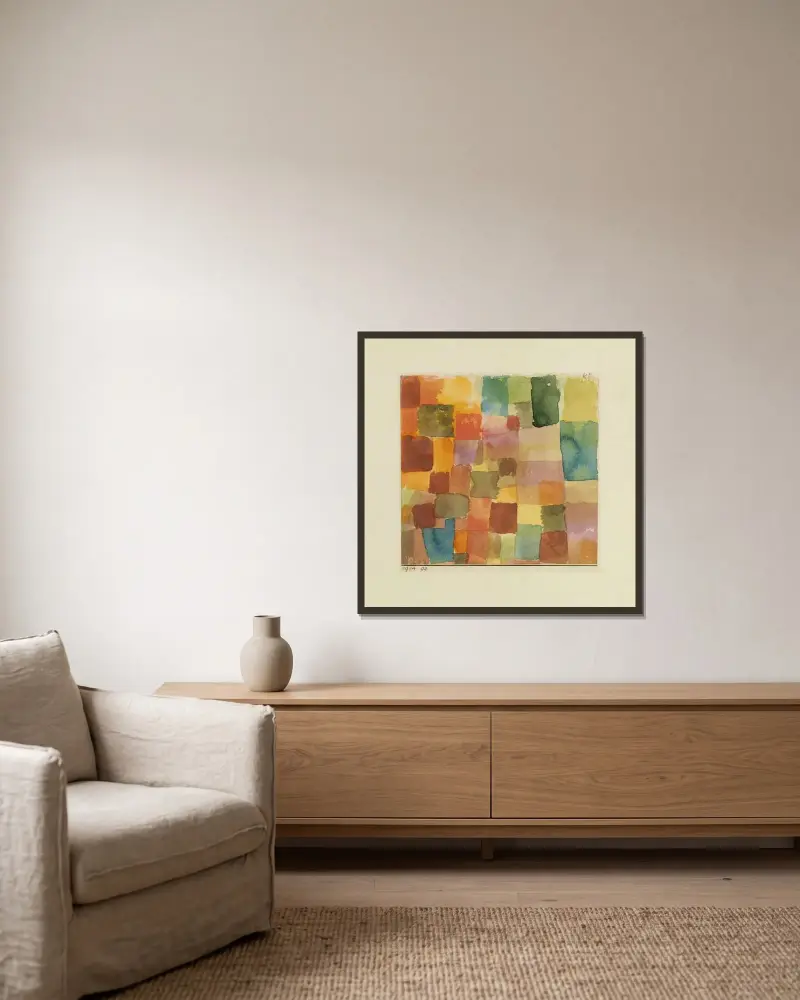 Bez názvu, 1914 – Nr. 2, Paul Klee v rámu na stěně
