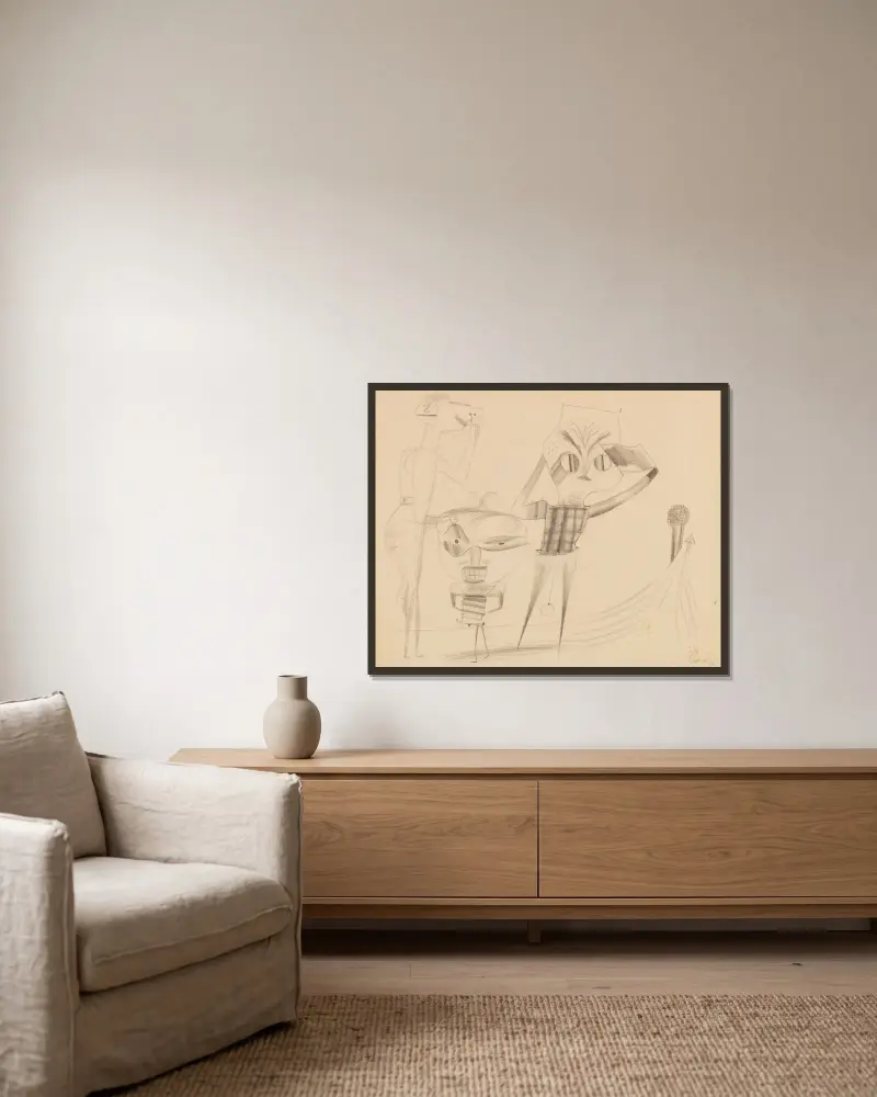 Vulgaere Komoedie av Paul Klee inramad på en vägg