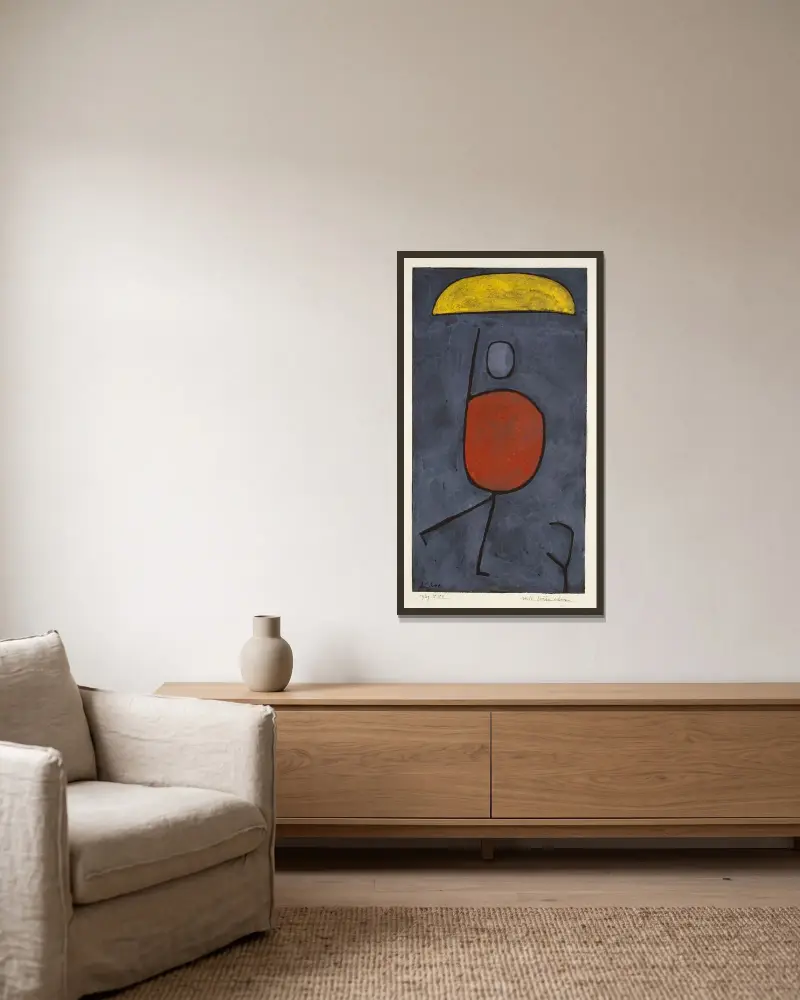 S deštníkem, Paul Klee v rámu na stěně