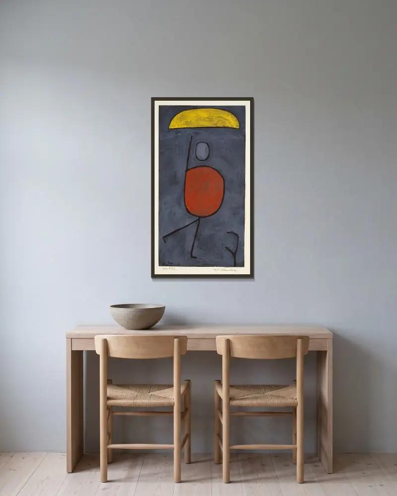 S deštníkem, Paul Klee v rámu na stěně