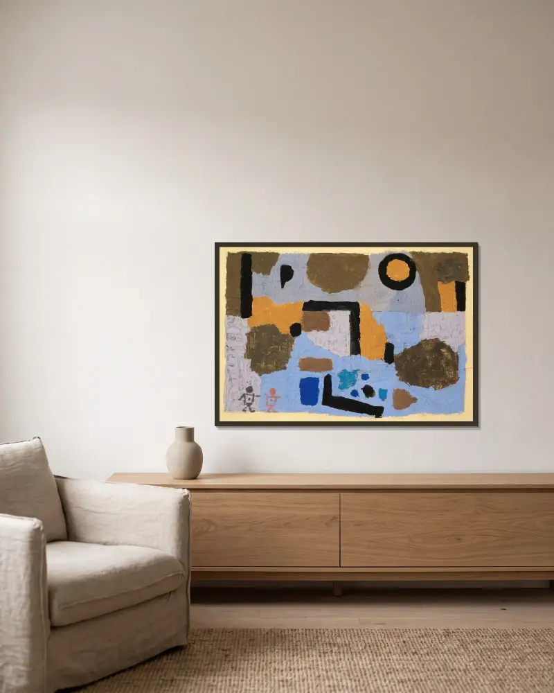 Mit den beiden Verlorenen von Paul Klee gerahmt an einer Wand