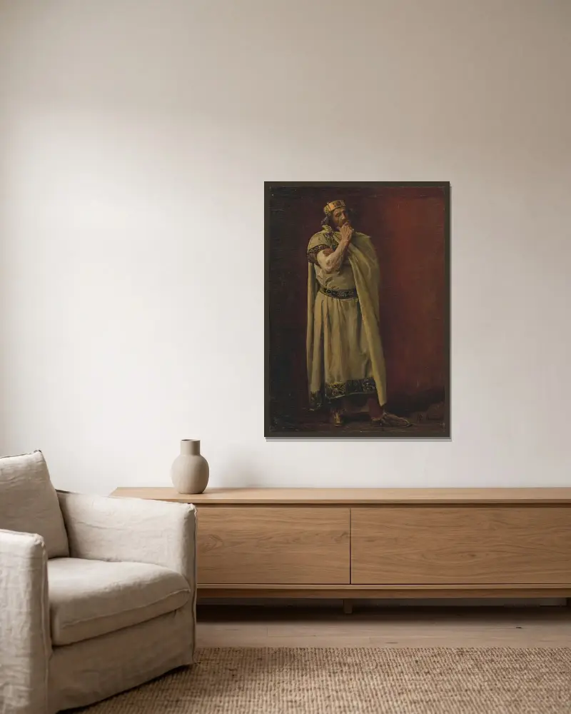Studie eines Merowingers, die Geschichte von Chilperich von Jean-Paul Laurens gerahmt an einer Wand