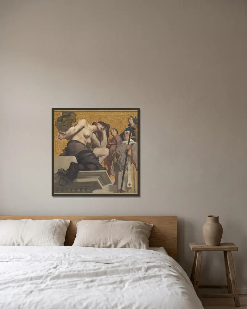 Génie de la Douleur av Jean-Paul Laurens inramad på en vägg