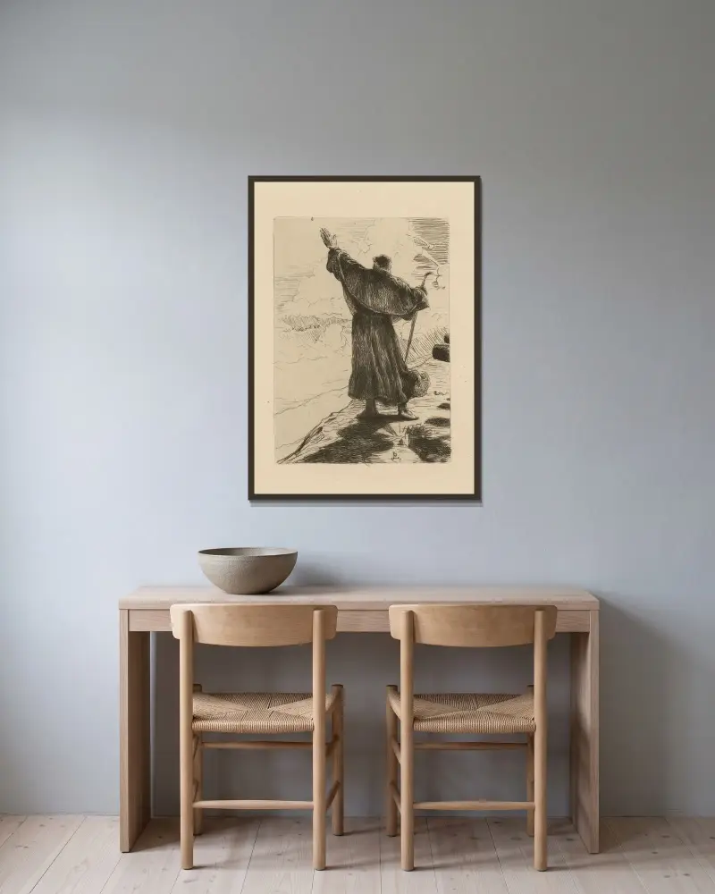 Le Pape Pl.13 av Jean-Paul Laurens inramad på en vägg