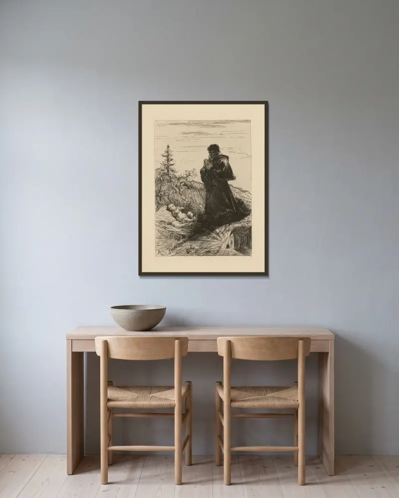 Påven pl. 17 av Jean-Paul Laurens inramad på en vägg
