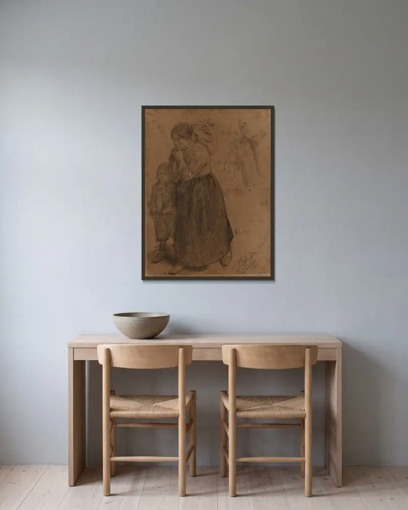 Die Notleidenden von Jean-Paul Laurens gerahmt an einer Wand