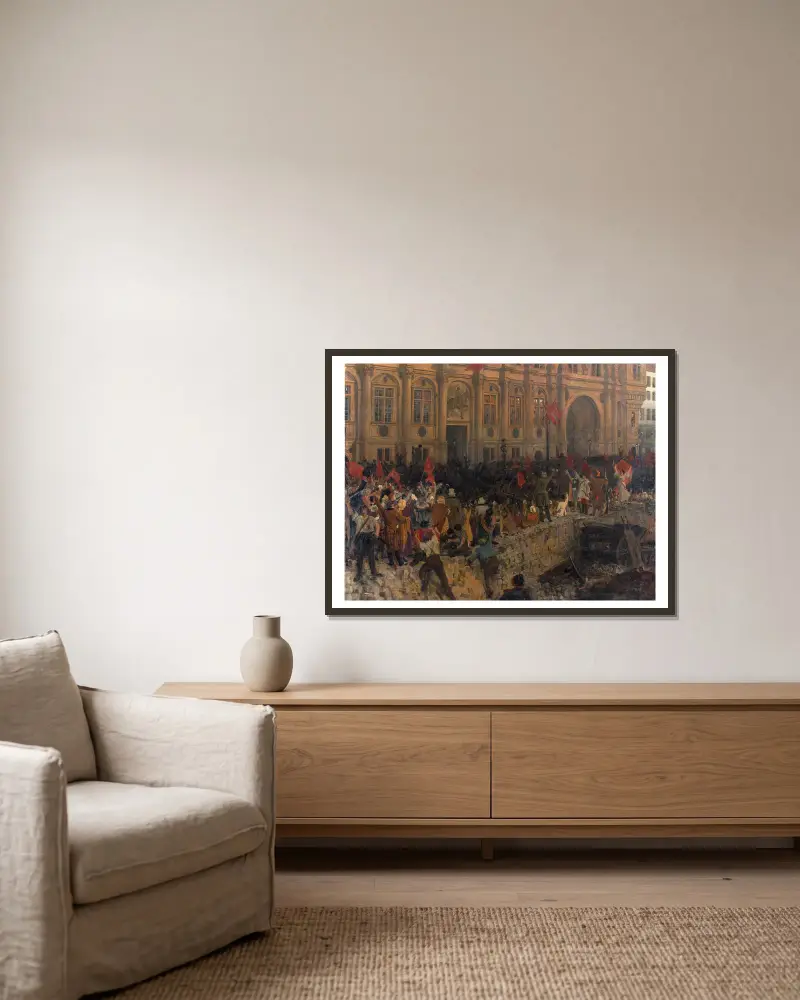 Proclamation De La République Le 24 Février 1848 av Jean-Paul Laurens inramad på en vägg