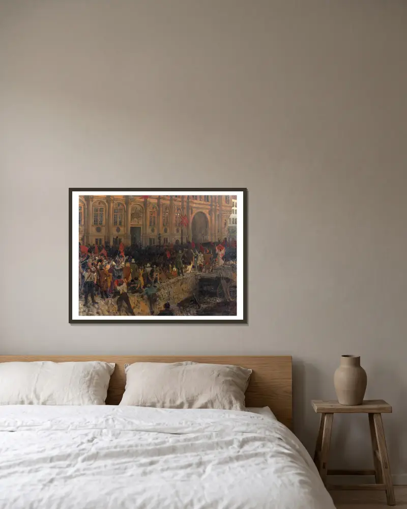 Proclamation De La République Le 24 Février 1848 av Jean-Paul Laurens inramad på en vägg