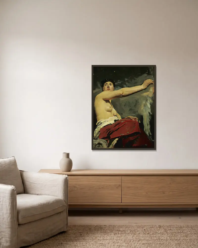 Study For The Central Figure In The Ceiling Of The Palais De La Legion D’honneur av Jean-Paul Laurens inramad på en vägg