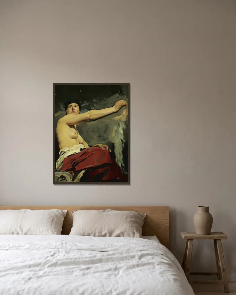 Study For The Central Figure In The Ceiling Of The Palais De La Legion D’honneur av Jean-Paul Laurens inramad på en vägg